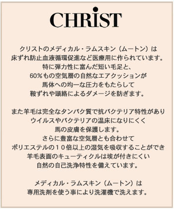 クリスト
ムートン厩舎用ブーツ
前肢用
